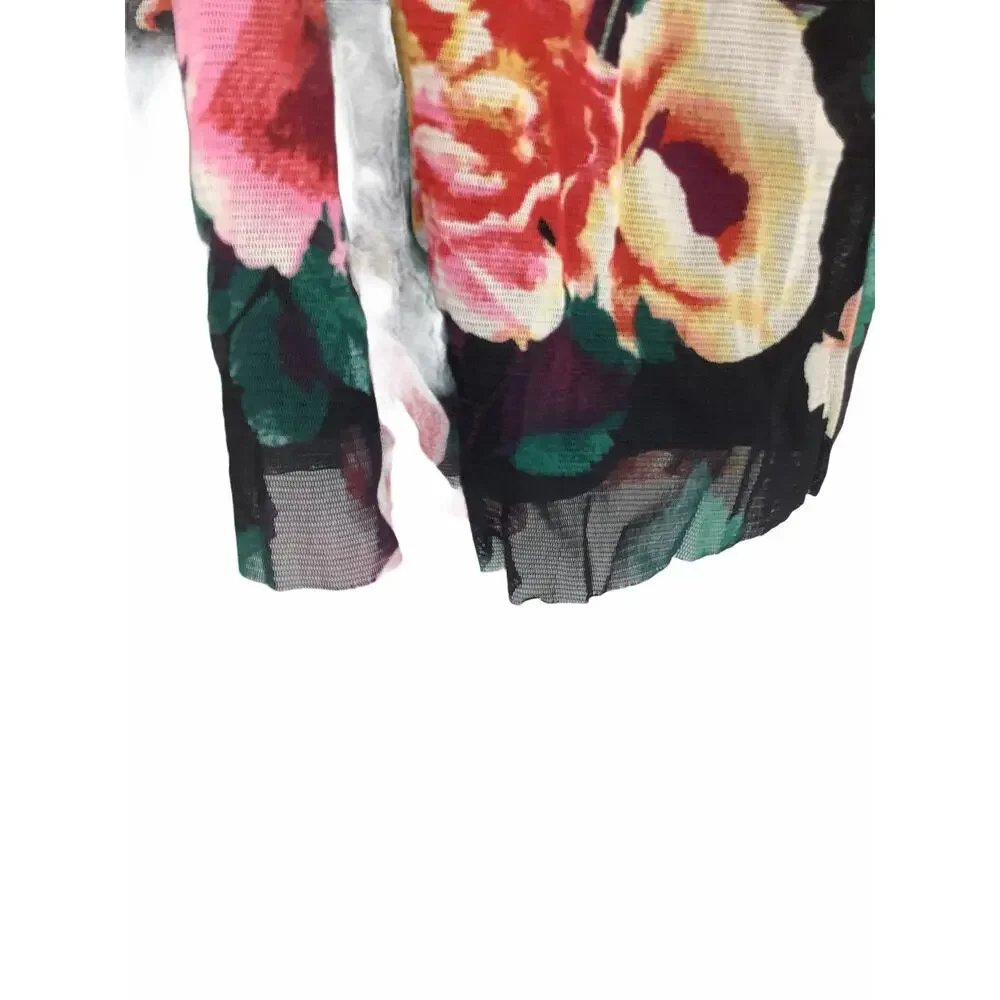 Art Class Floral Print Ruffled Blouse Medium 7/8